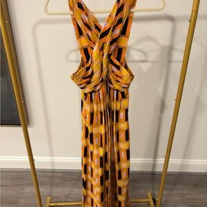 Tracy Reese Orange and Black Maxi Dress